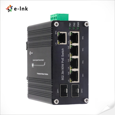 Mini Industrial PoE Switch 4 Port 1000T 802.3bt PoE + 1 Port 1000T + 2 Port 1000X SFP