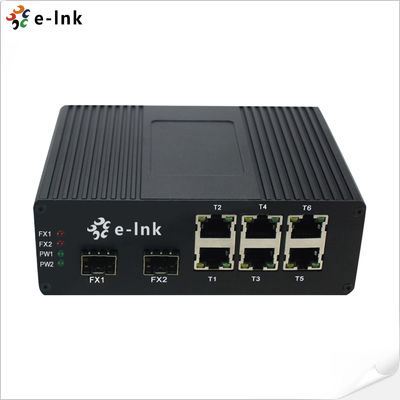 Industrial 6-Port PoE+ Fast Ethernet Switch with 2 Fiber Uplinks 30W per Port