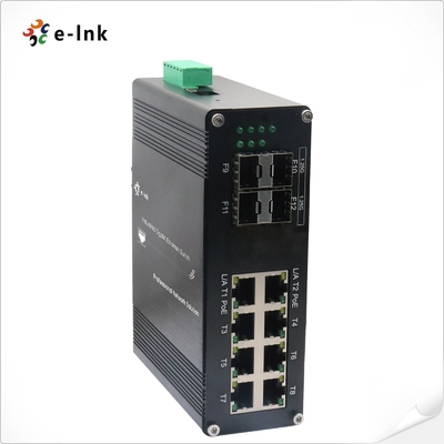 Industrial 8GE 4SFP L2+ Managed PoE Switch 9K Bytes Jumbo Frame