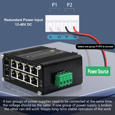 Ethernet Switch 8 Port 10/100/1000T To 2 Port 100/1000X SFP Din Rail Gigabit Managed Switch